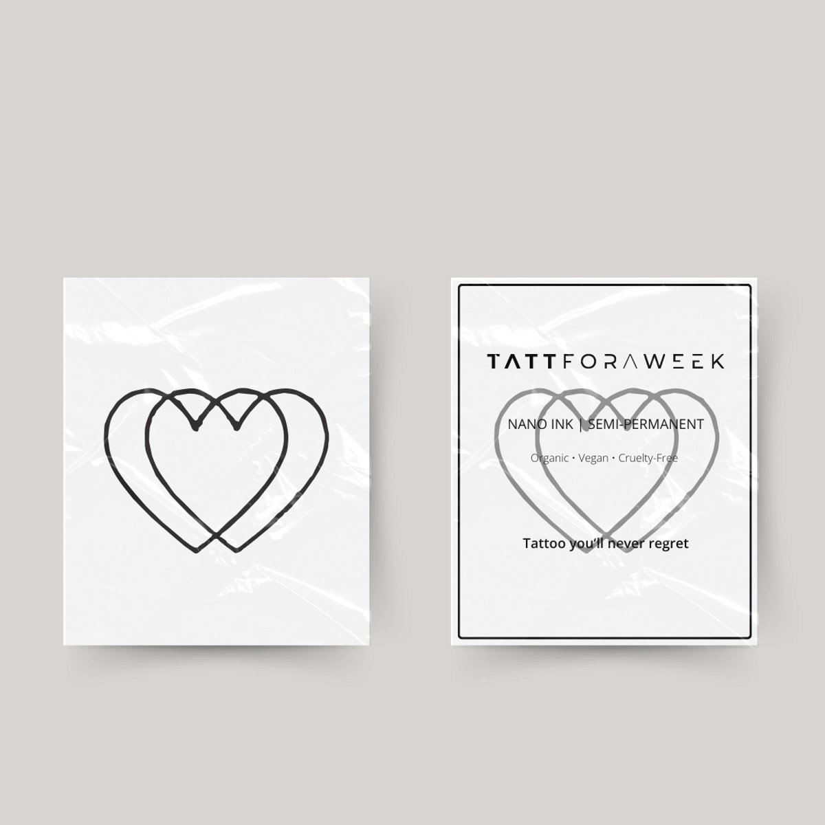 Tijdelijke tattoo twee hartjes | Neptattoo volwassenen | Tijdelijke tattoo voor volwassenen | Temporary tattoo | Plaktattoos voor volwassenen | Neptattoos | Probeer zorgeloos een tattoo | tattforaweek